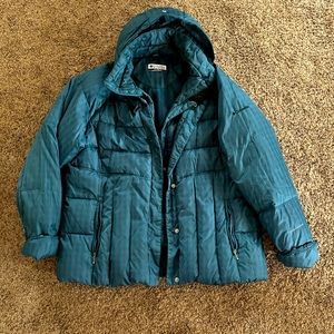 Columbia omnisheild teal blue puffer coat XL